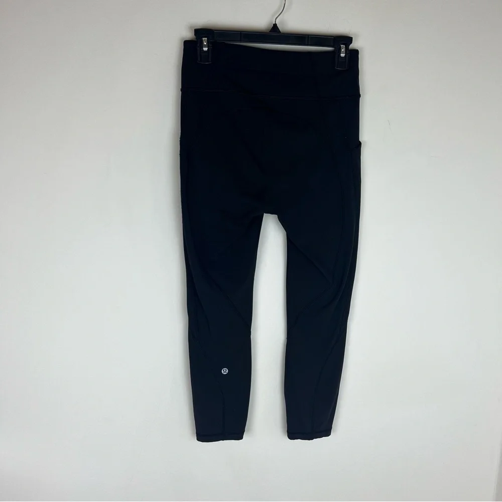 Lululemon Pace Rival Black Crop Leggings Size 6 Excellent Condition